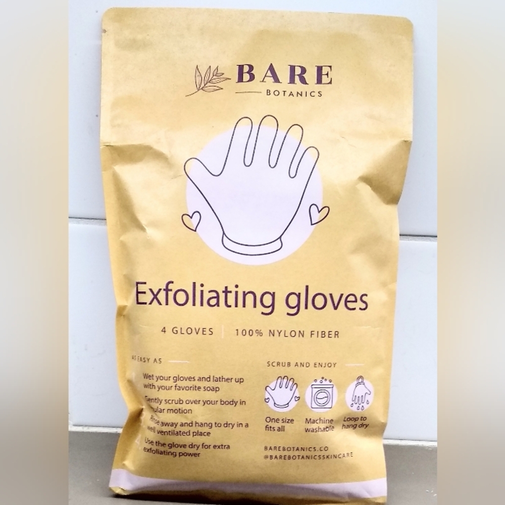 Bare Botanics Exfoliating Gloves Mint **4 Gloves** Bath Shower New